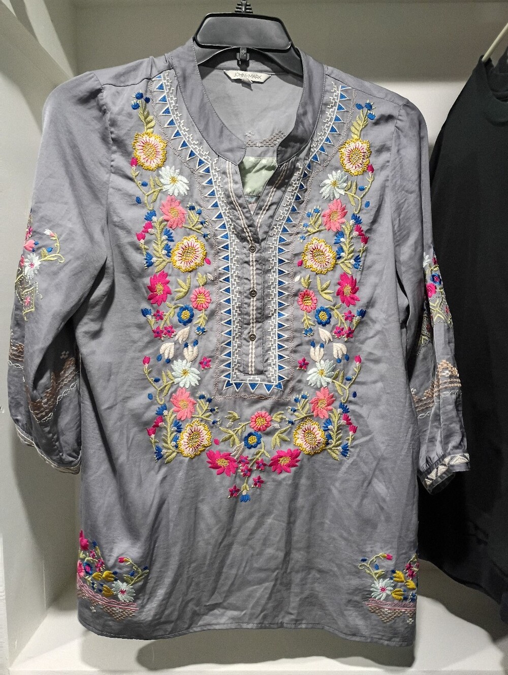 John Mark Embroidered Floral Blouse